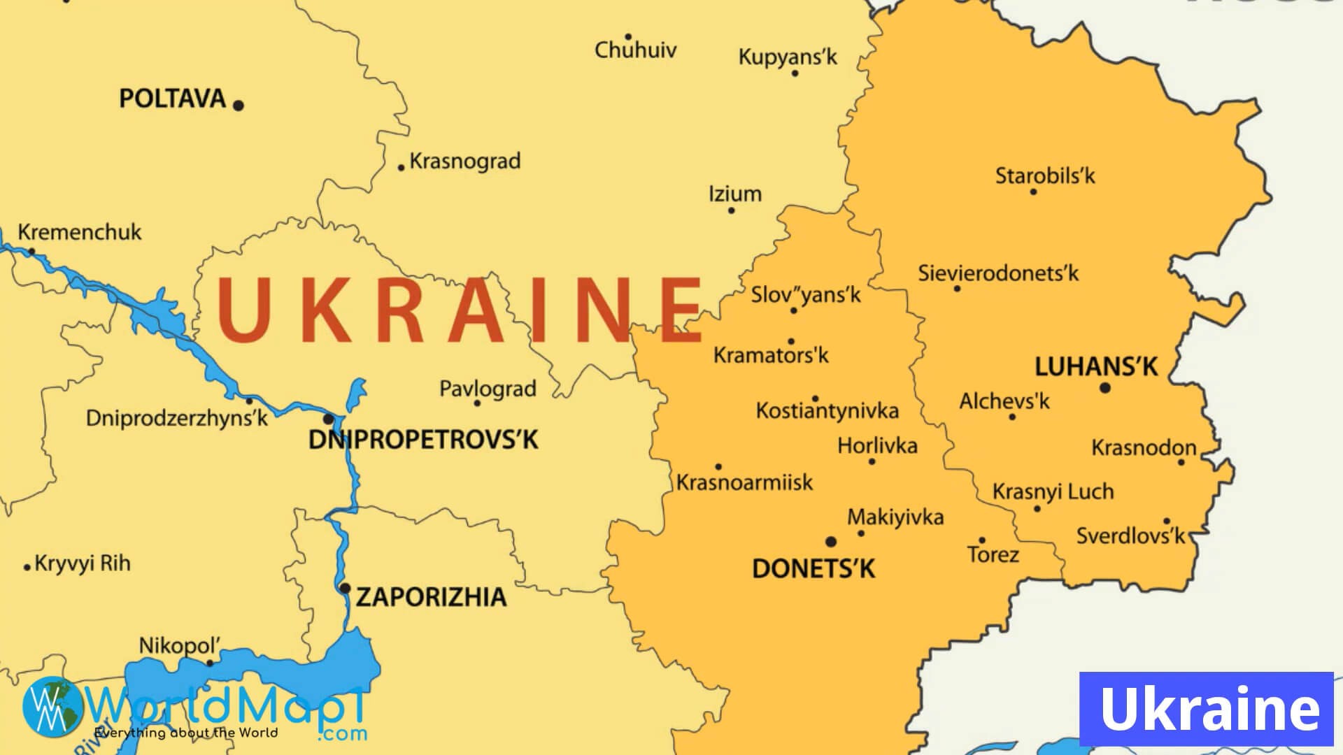 Grenzkarte der Ukraine und der Donbass-Region